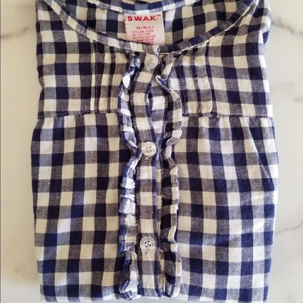 5 for $25 gingham ruffle button up top plaid check